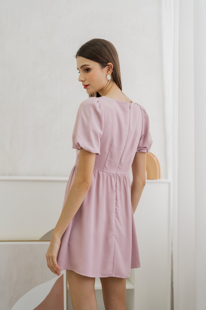 Seraphina Puffed Sleeves Dress Romper In Pink