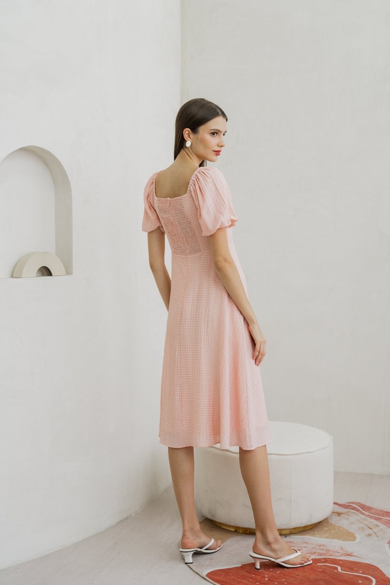 Zila Sweetheart Gingham Midi Dress In Pink