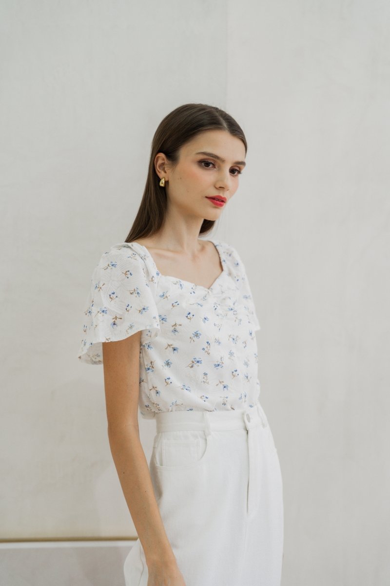Hallie Flared Sleeve Sweetheart Top (XS)