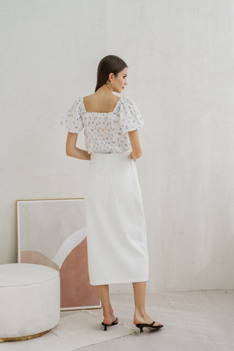 Hallie Flared Sleeve Sweetheart Top (XS)