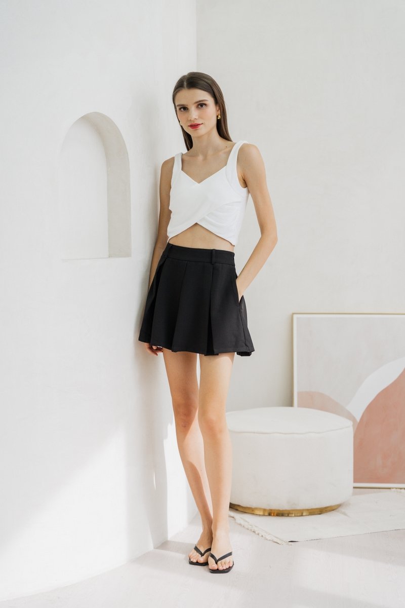 Giselle Padded Overlap Crop Top In White