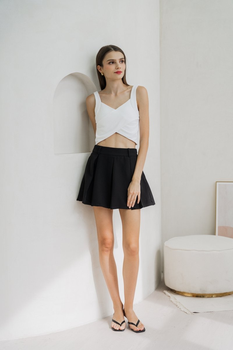 Giselle Padded Overlap Crop Top In White