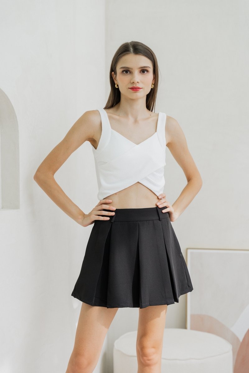 Giselle Padded Overlap Crop Top In White