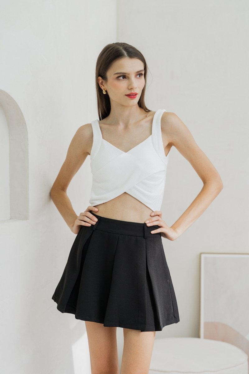 Giselle Padded Overlap Crop Top In White