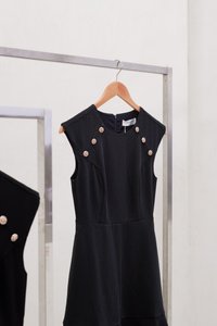 Jolene Gold Button Dropwaist Dress In Gunmetal (XS)