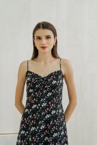 Sylvie Camisole Floral Midi Dress In Black (XS)