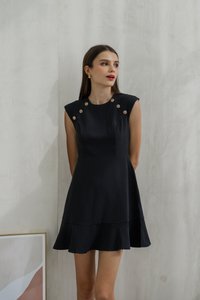 Jolene Gold Button Dropwaist Dress In Gunmetal (XS)