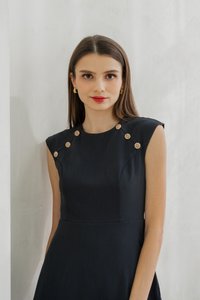 Jolene Gold Button Dropwaist Dress In Gunmetal (XS)