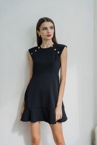Jolene Gold Button Dropwaist Dress In Black (XS)