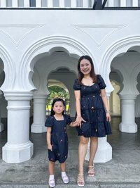 Dalia Embroidery Floral Kids Dress In Navy