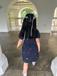 Dalia Embroidery Floral Kids Dress In Navy