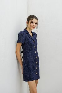 Kylee Tuxedo Tweed Dress In Navy (XS)