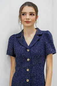 Kylee Tuxedo Tweed Dress In Navy (XS)
