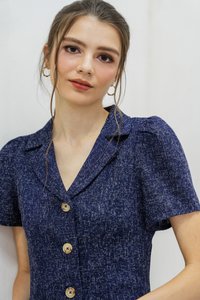 Kylee Tuxedo Tweed Dress In Navy (XS)