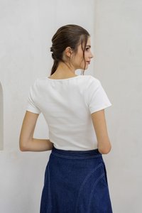 Branca Ribbed Cotton Top In White (XS)