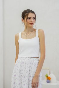 Angelica Padded Ribbed Crop Top In White (XL)