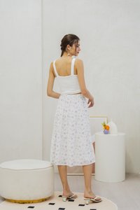 Angelica Padded Ribbed Crop Top In White (XL)