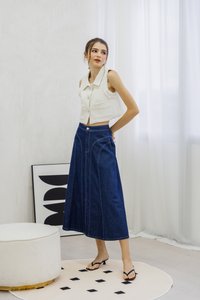 Julissa Panelled Denim Midi Skirt