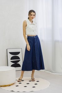 Julissa Panelled Denim Midi Skirt
