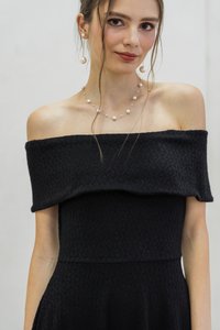 Violeta Off Shoulder Knitted Dress In Black (XS)