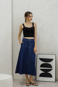 Julissa Panelled Denim Midi Skirt
