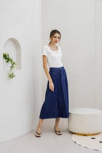 Julissa Panelled Denim Midi Skirt