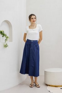 Julissa Panelled Denim Midi Skirt