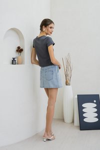 Monica Denim Overlap Skort (XS)
