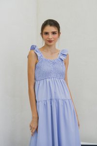 Kataleya Ruffle Smocked Maxi Dress In Blue