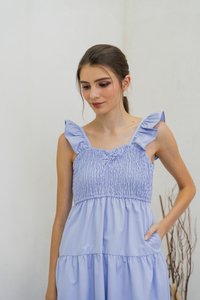 Kataleya Ruffle Smocked Maxi Dress In Blue
