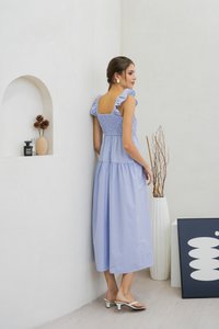 Kataleya Ruffle Smocked Maxi Dress In Blue