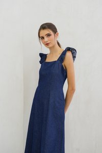 Johanna Denim Panel Midi Dress (S)