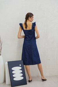 Johanna Denim Panel Midi Dress (S)