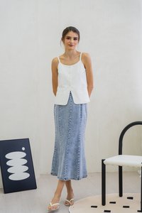 Kerra Panelled Denim Midi Skirt (XS)