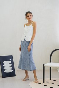 Kerra Panelled Denim Midi Skirt (XS)