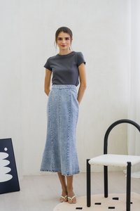 Kerra Panelled Denim Midi Skirt (XS)