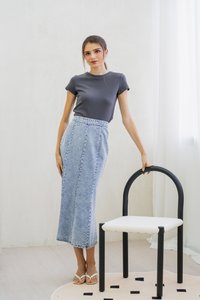 Kerra Panelled Denim Midi Skirt (XS)