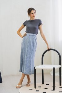 Kerra Panelled Denim Midi Skirt (XS)