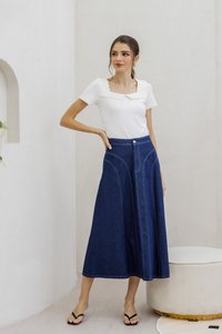 Julissa Panelled Denim Midi Skirt