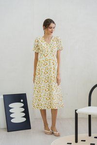 Norine Empire Embroidery Floral Maxi Dress (XS)