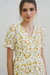 Norine Empire Embroidery Floral Maxi Dress (XS)