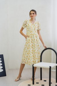 Norine Empire Embroidery Floral Maxi Dress (XS)