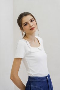 Branca Ribbed Cotton Top In White (XS)