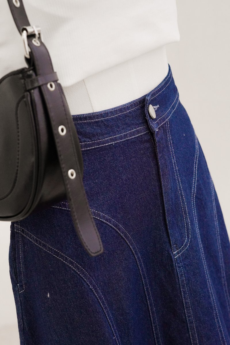 Julissa Panelled Denim Midi Skirt