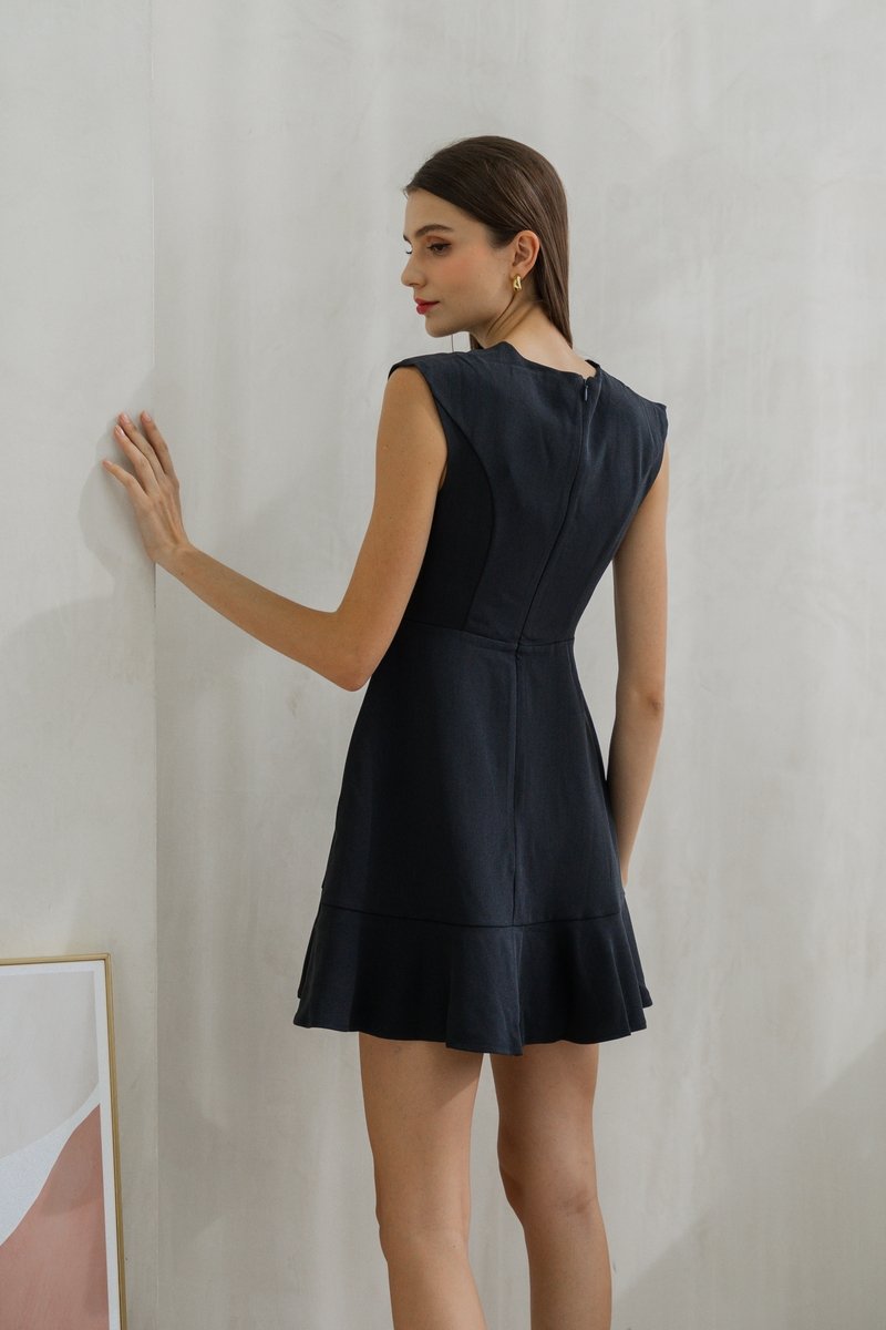 Jolene Gold Button Dropwaist Dress In Gunmetal (XS)