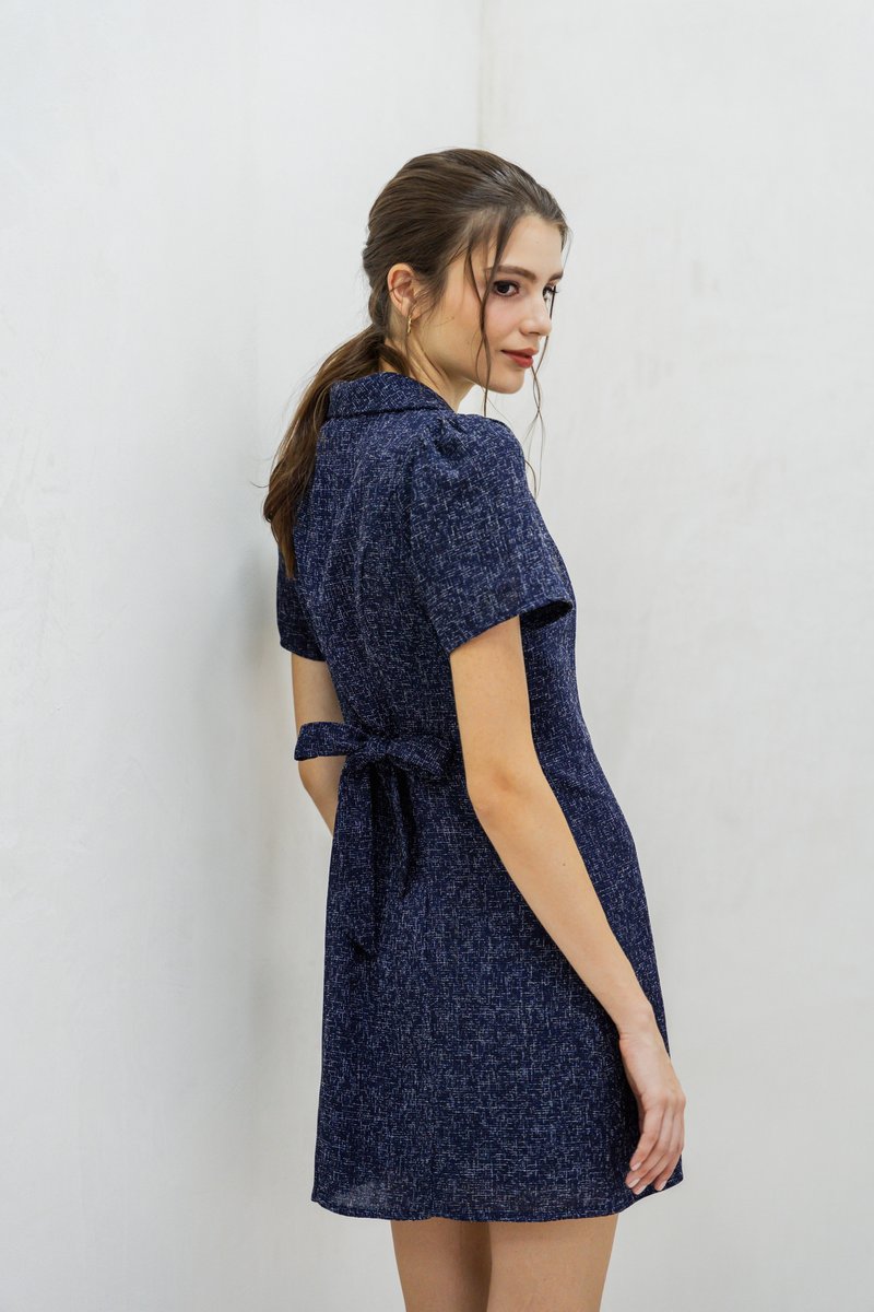 Kylee Tuxedo Tweed Dress In Navy (XS)