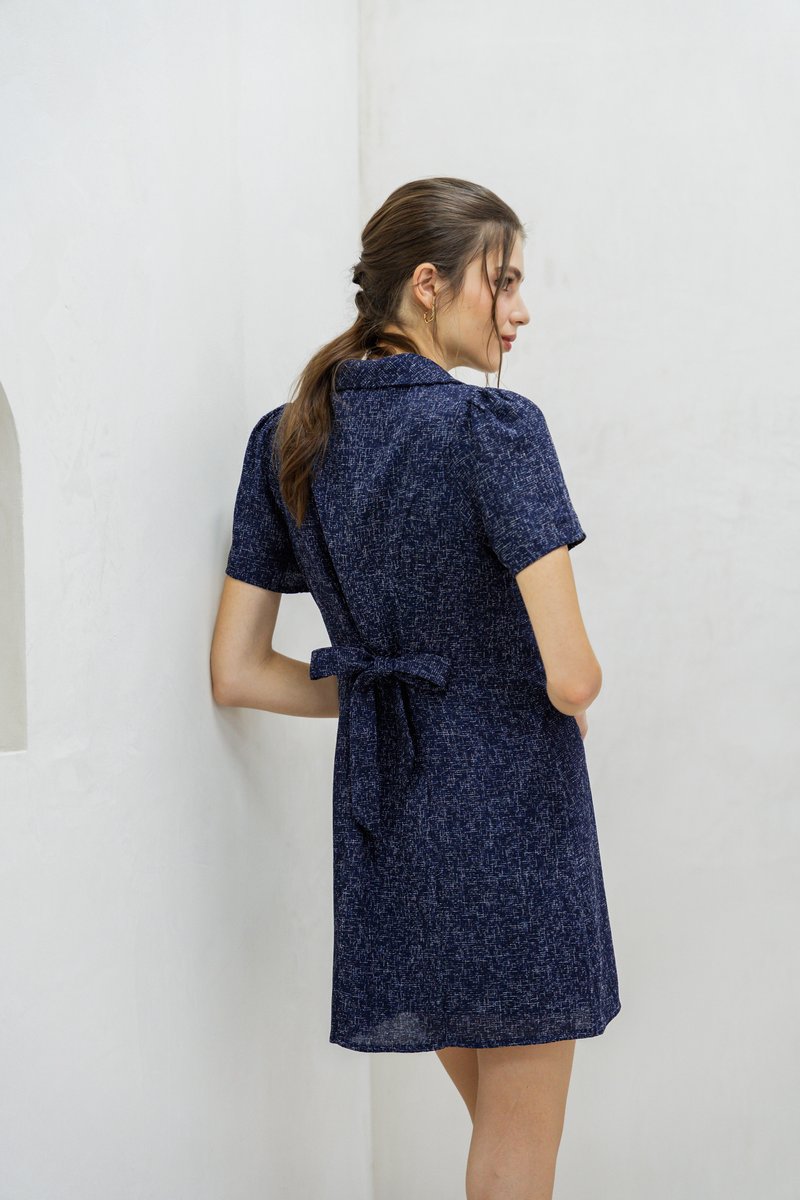 Kylee Tuxedo Tweed Dress In Navy (XS)