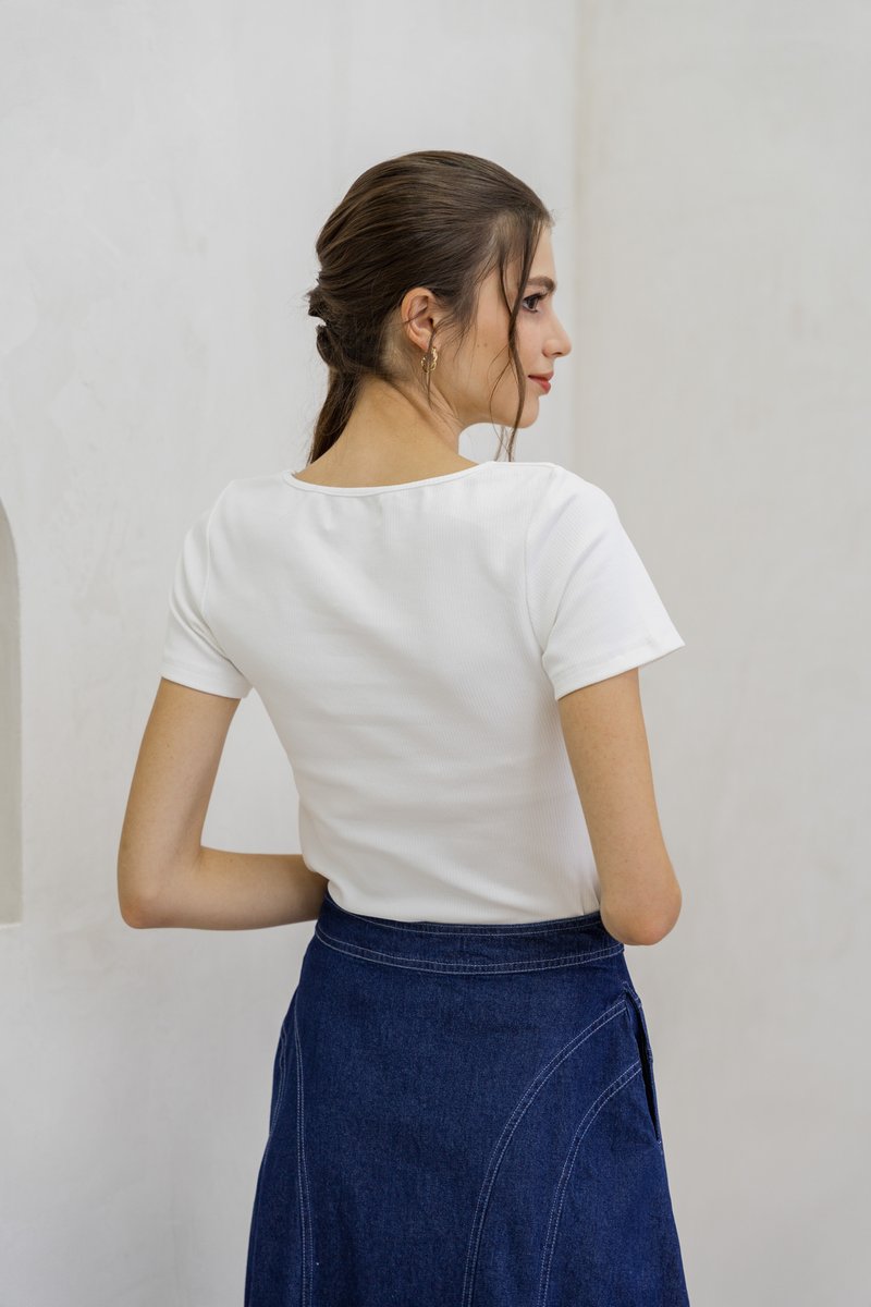 Branca Ribbed Cotton Top In White (XS)