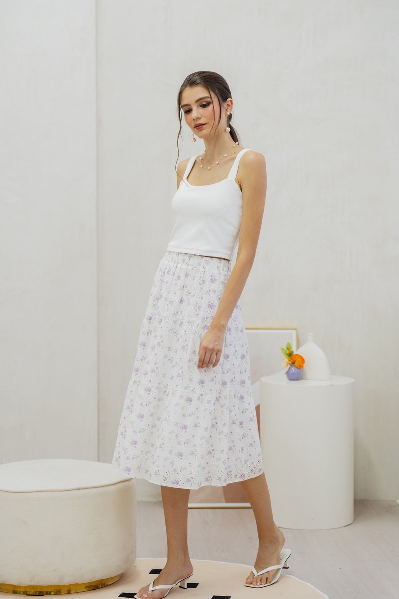 Angelica Padded Ribbed Crop Top In White (XL)