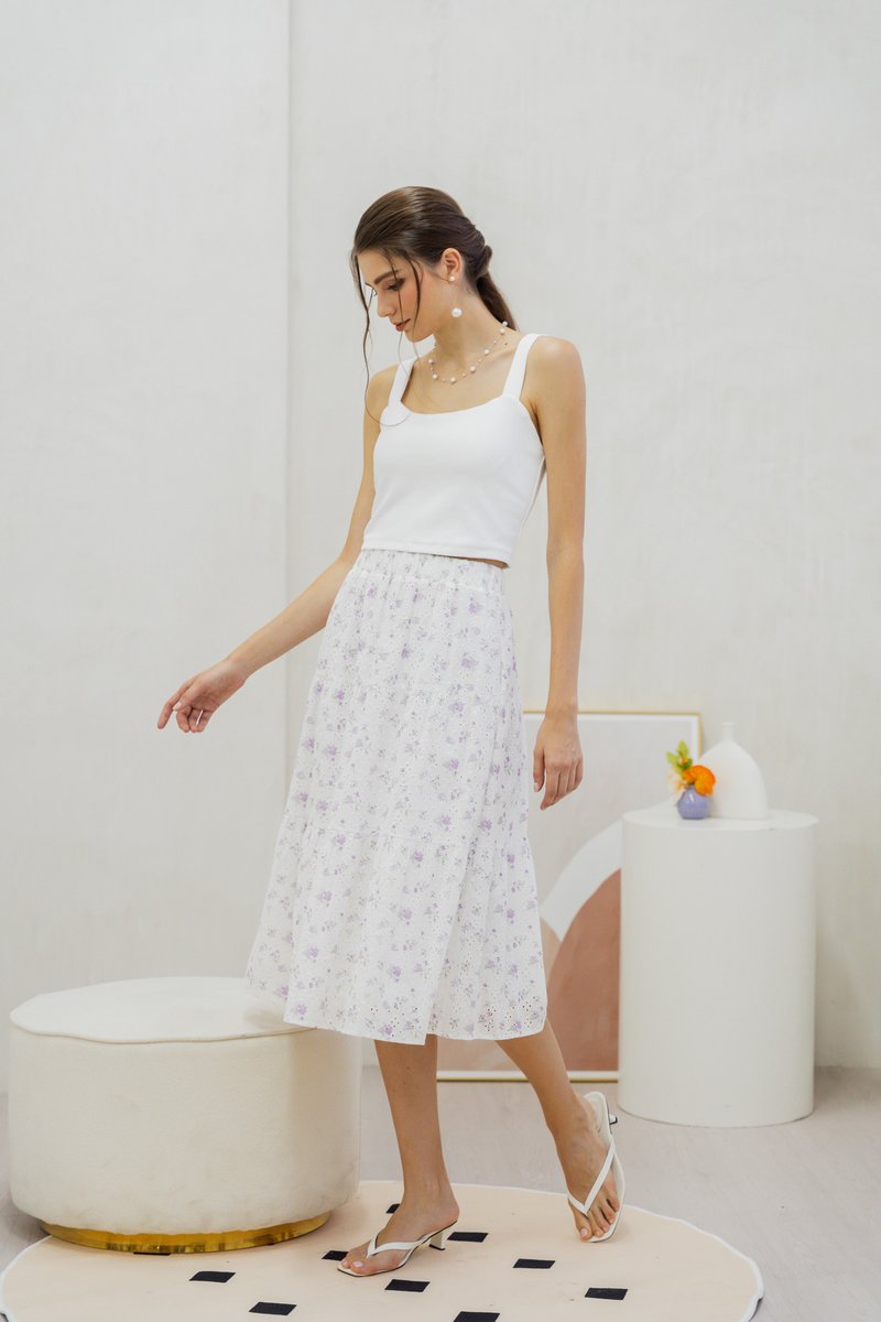 Angelica Padded Ribbed Crop Top In White (XL)